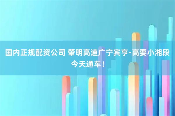 国内正规配资公司 肇明高速广宁宾亨-高要小湘段今天通车！